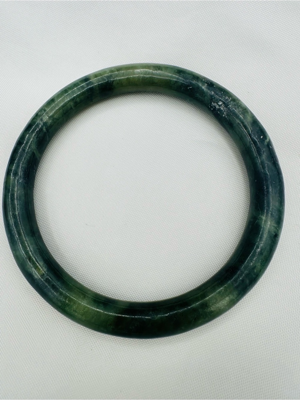 Vintage Natural Green Jadeite Jade Bangle Bracelet Size 58 Hand Carved
